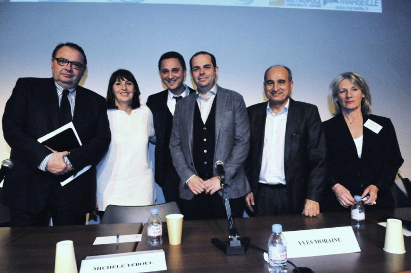 de gauche à droite Patrick Mennucci, Michèle Teboul, Roland Elbez, Yves Moraine, Isidore Aragones et Edith Bismuth