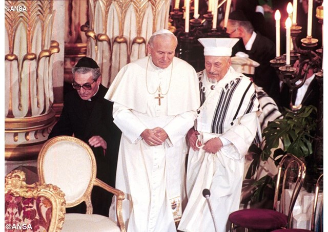 Visite de Jean-Paul II à la grande synagogue de Rome le 13 Avril 1986