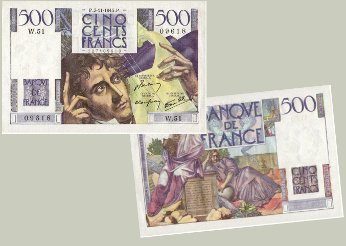 1945 > > 500 FR > > François René de  > > "Chateaubriand" > > 1768-1848 > > Ecrivain > > Homme politique