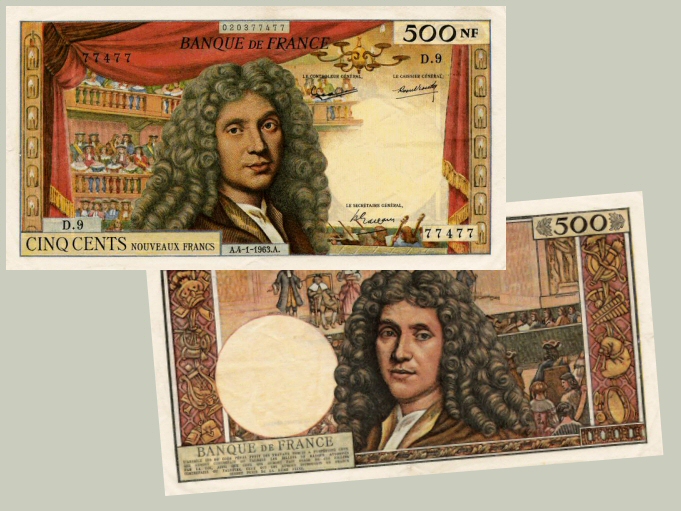 1959 > > 500 NF > > Jean-Baptiste Poquelin "Molière"  1622-1673  Comédien dramaturge