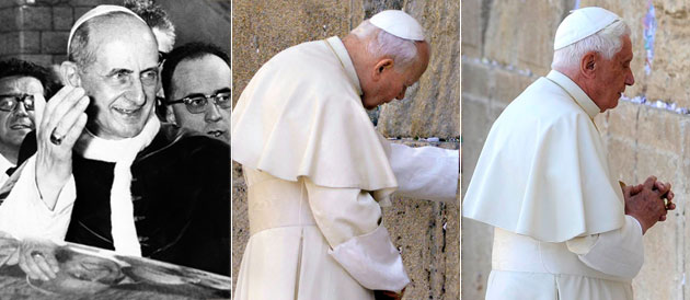 Voyage des papes en Israël : Paul VI (1964), Jean-Paul II (2000), Benoît XVI (2009, Reuters)