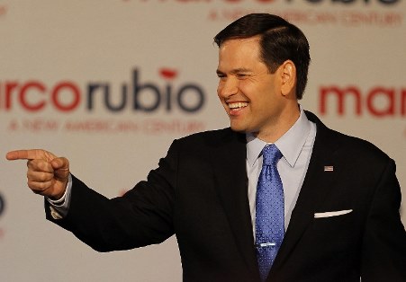 US Republican Senator from Florida Marco Rubio announces his presidential candidacy on April 13, 2015 at The Freedom Tower in Miami, Florida.    Rubio launched his presidential campaign,  calling for a new era of American leadership that is not "stuck in the 20th century."     AFP PHOTO / ELIOT J. SCHECHTER