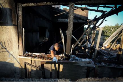 L’habitation brûlée à Douma – Crédit photo : Flash 90