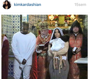 Kim Kardashian West et son mari, Kanye West, lors du baptême de leur fille North à Jérusalem en Avril 2015