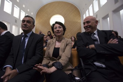 Les députés de Balad, Hanin Zoabi, Jamal Zahalka et Bassel Ghatas Crédit Yonatan Sindel/Flash90