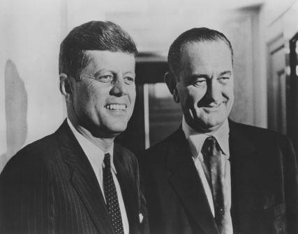 LOBPP-PH-001                          Date unknown John F. Kennedy and Lyndon B. Johnson. Photograph of Senators John F. Kennedy (left) and Lyndon B. Johnson (right) during Senator Kennedy's 1960 presidential campaign. Photographer unknown. Copyright unknown. Lawrence F. O'Brien Presonal Papers Collection. John F. Kennedy Presidential Library and Museum, Boston.