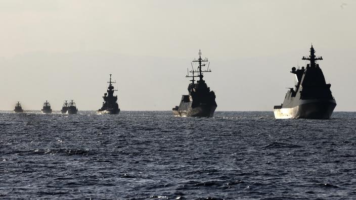 Une flottille israélienne en mer Méditerranée.