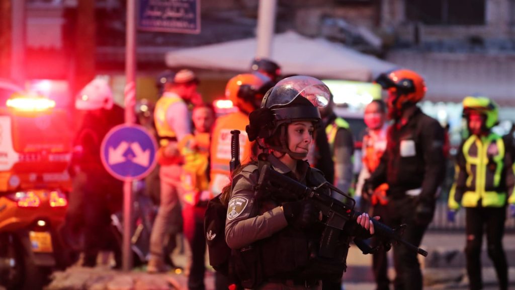 La scène de la suspicion d'un attentat terroriste à Jérusalem, le 17 novembre 2021. Une porte-parole de la police israélienne