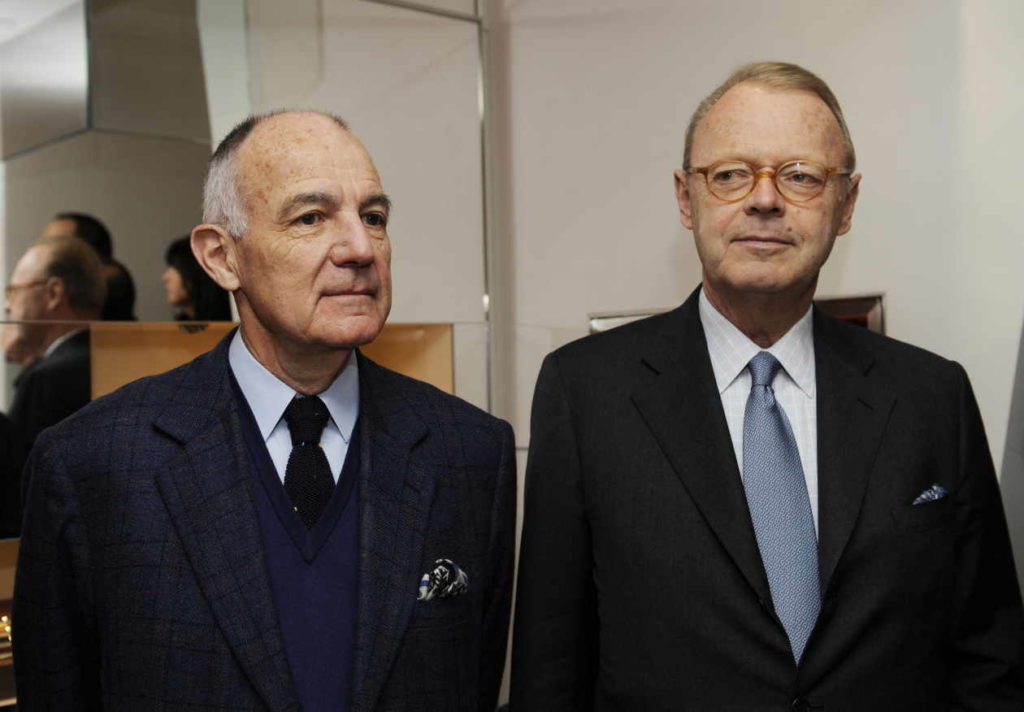Deux héritiers de la famille Hermès : Bertrand Puech, représentant de la deuxième branche de la famille, et Patrick Thomas, qui fut le président-directeur général d’Hermès International de 2003 à 2014. Ici, en 2010, à New York.